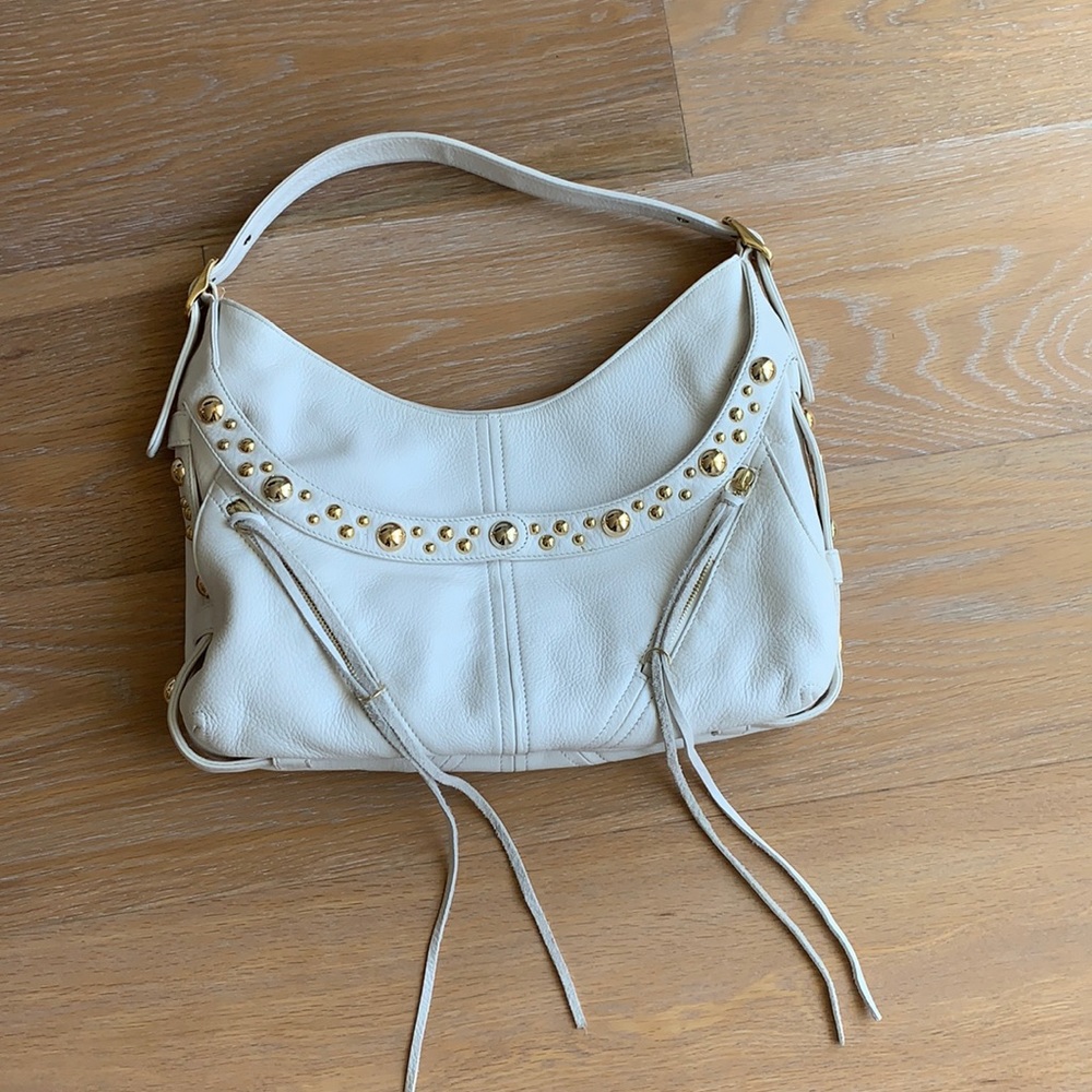 Botkier hobo leather bag white with gold hardware